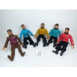 5 x MEGO 1974 STAR TREK ORIGINAL SERIES (TOS) FIGURES : KIRK, SPOCK, BONES, SCOTTIE AND A KLINGON