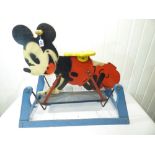 VINTAGE TRIANG SIT ON WOODEN ROCKING MICKEY MOUSE