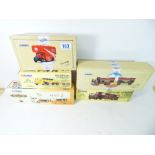 FIVE BOXED CORGI TRUCKS AND LORRIES, INCLUDING BELLS WHISKY BOX TRAILER AND MITCHELLS & BUTLERS