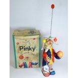 BATTERY OPERATED NOVELTY TOY "PINKY THE JUGGLING CLOWN" BY ALPS. MADE IN JAPAN. BATTERY OPERATED