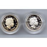 UK 2001 £1 silver proof and 2003 £1 silver proof piedfort, both boxed with certs (2)