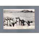 Egypt 1902 PPC posted Assuan on the Nile to Bohemia, showing Native fishing by hand in shallows.