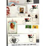 1969 Ghandi Cent Year 15 FDCs , 10 are different illustrations posted at different UK locations