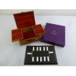 An Asprey rectangular table plan in original packaging and a leather travelling jewellery box