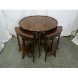 A mahogany circular tea table with four pullout side tables all on outswept legs, A/F