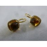 A pair of 18ct yellow gold, citrine and diamond earrings, approx total weight 7.5g