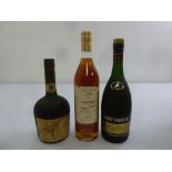 Three bottles of Cognac to include Napoleon Old Liqueur Cognac, Vielle Reserve Cognac, Remy Martin