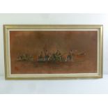 Ben Maile framed oil on canvas of a military scene, signed bottom right, 59 x 121cm
