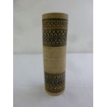 Troika brown glazed cylindrical vase, signed to the base
