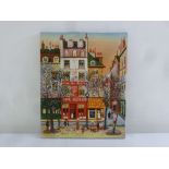 Maud oil on canvas of French street scene in naive style, signed bottom left, 41 x 33cm