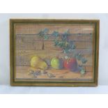 Robert Dumont Smith framed and glazed watercolour still life of fruit, signed bottom left, 30 x
