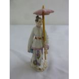 Meissen 20th century figurine of a Chinese lady holding an umbrella, A/F, 18cm (h)