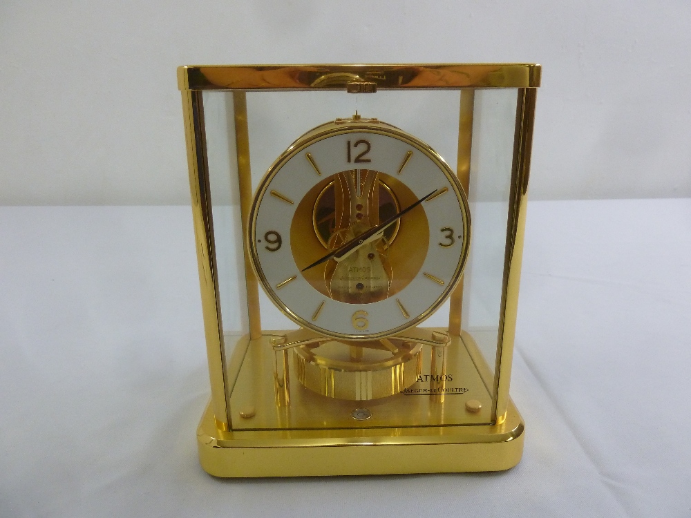 Jaeger-LeCoutre Atmos Classique rectangular gilt metal and glass mantle clock