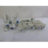 Rosenthal blue and white tea and coffee set to include coffee pot, teapot, sugar bowl, milk jug,