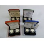 A quantity of proof silver 50p coin sets to include 92/93 Piedfort and proof, 94 Piedfort two coin