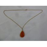 9ct gold chain with semi precious stone pendant