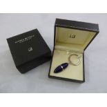 Dunhill silver and blue lacquer key ring in original packaging as new