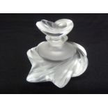 Lalique a scent bottle of shaped circular form with drop stopper, stopper A/F