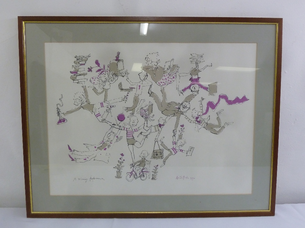 Quentin Blake framed and glazed polychromatic print titled A Winning Performance, 50 x 68cm