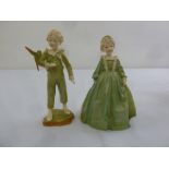 Royal Worcester two figurines of children Parakeet 3087 and Grandmothers Dress 3091 both modelled my