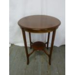 An Edwardian mahogany occasional table with satinwood inlays on four tapering rectangular legs