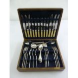 A cased canteen of Mappin and Webb silver plated flatware