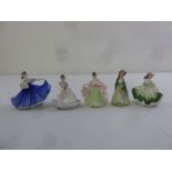 A quantity of Royal Doulton figurines to include, Elaine (over signed in gold 1988), Ninette (over