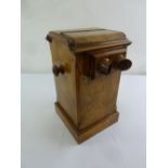 A Victorian rectangular burr walnut stereoscope on square moulded base with turned circular side