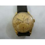 Titus Geneve 18ct yellow gold chronograph gentlemans wristwatch on leather replacement leather