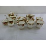 Royal Albert Old Country Roses teaset to include teapot, milk jug, sugar bowl, cups, saucers, plates