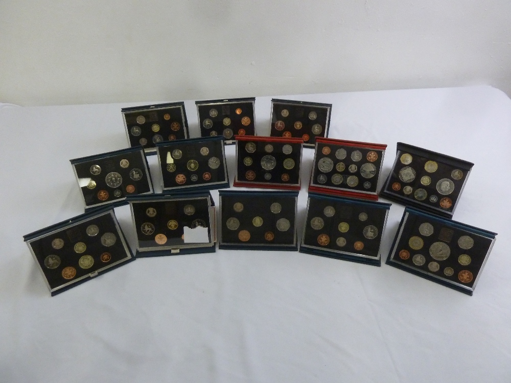 Royal Mint proof coin collections year sets, 1983, 1984, 1985, 1986, 1987, 1988, 1990, 1994, 1995,