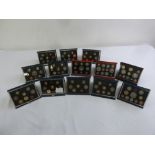 Royal Mint proof coin collections year sets, 1983, 1984, 1985, 1986, 1987, 1988, 1990, 1994, 1995,