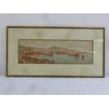 Thomas Herbert Victor framed and glazed watercolour of St Ives, signed bottom right, 13.5 x 44.5cm