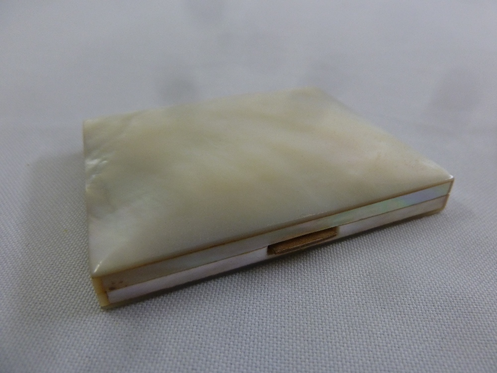 Mother of Pearl and base metal rectangular compact