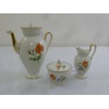 Meissen early 20th century large coffee pot, milk jug and sugar bowl