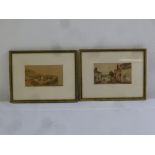 Thomas Herbert Victor a pair of framed and glazed watercolours of Mousehole and Newlyn, 9 x 16cm