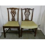 Two 18th century style mahogany upholstered dining chairs