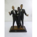 Sean Joyce painted bronze sculpture of the Rat Pack on stepped granite base as they appeared at