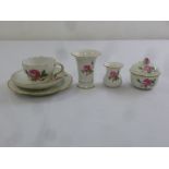 A quantity of Meissen 20th century porcelain to include a trio, two vases, sugar bowl and cover with