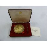Wellington silver gilt medal in fitted case to include COA