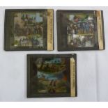 Three French colour magic lantern slides by Tolra & Simonet of Paris