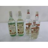 Two 1 litre bottles of Baccardi rum, two 1 litre bottles of Smirnoff vodka and one 350ml bottle of