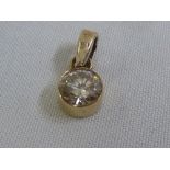 A solitaire diamond pendant in18ct yellow gold mount, diamond approx 1.99ct