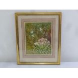 Hugh Norris framed and glazed watercolour of flowers signed bottom left, label to verso, 28.5 x