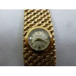 Jaeger-LeCoultre 9ct gold ladies wristwatch with articulated integral bracelet, approx total