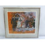 Theo Tobaisse framed and glazed limited edition print titled The Wedding 63/150 label to verso,