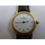 Baume and Mercier 18ct yellow gold ladies wristwatch on a leather strap