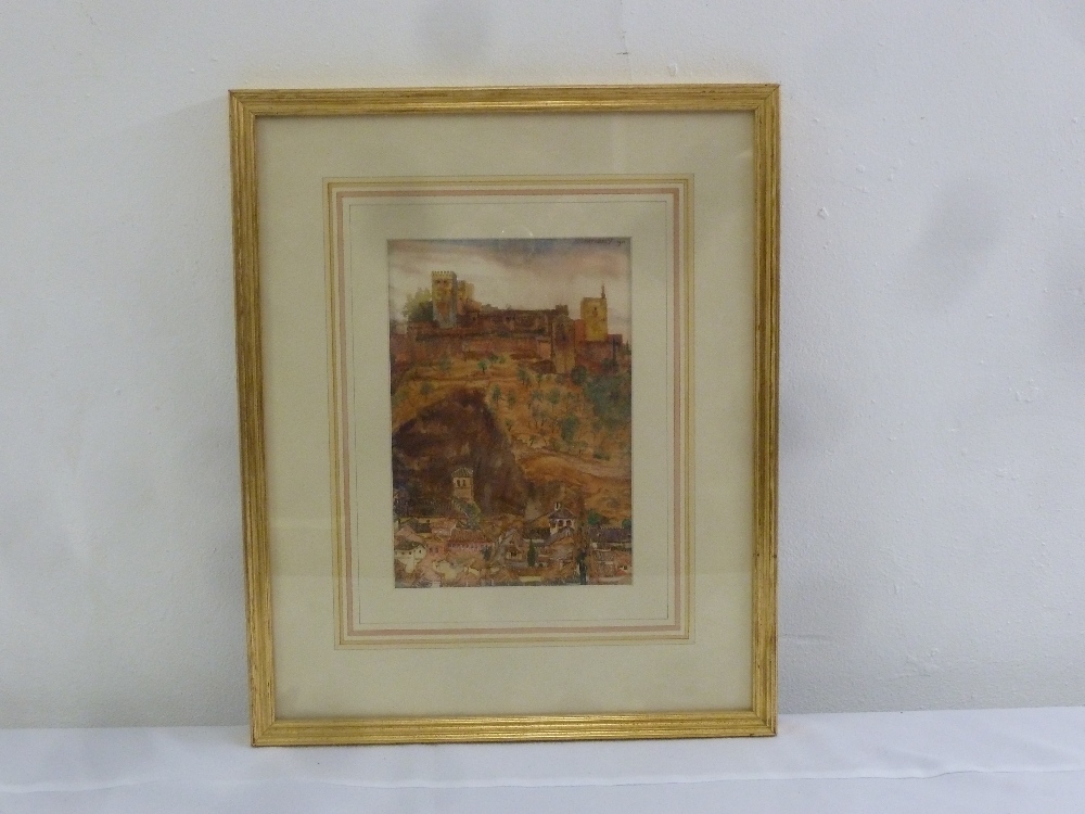 George Owen Wynne Apperley 1884-1960 framed and glazed watercolour of Alcazaba and Old Town