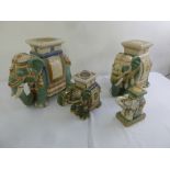 Four Oriental ceramic figurines of elephants