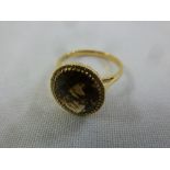 18ct yellow gold smoky topaz and diamond ring, approx total weight 3.7g